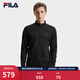 FILA 斐樂(lè )官方男子針織長(cháng)袖衫冬季新款時(shí)尚休閑半拉鏈基礎長(cháng)T 正黑色-BK L 175/96A/L