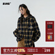 BJHG不計后果春季刺繡撞色復古格子襯衫男潮牌新款港風(fēng)寬松襯衣外套女 黃藍格紋 M