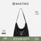 BAGTREE【明星同款】包包樹(shù)圖南頭層植鞣牛皮hobo女包單肩腋下通勤斜挎包 檀黑色-中號 高級小眾