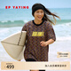 EP雅瑩女裝 休閑老花印花寬松短袖t恤 商場(chǎng)同款5336F 黑色 M
