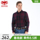 威鵬[萊賽爾羊毛]男士長(cháng)袖襯衫秋冬季紅色通勤商務(wù)休閑格子襯衣D43027 深紅色 L (175/92A)