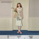 GREEN BELT復古方領(lǐng)包臀裙連衣裙女收腰修身貓咪長(cháng)裙