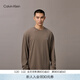 Calvin KleinJeans春秋男士休閑通勤ck刺繡純棉寬松純色打底衫長(cháng)袖T恤上衣 GPF-深咖 2XL