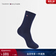 Tommy Hilfiger女裝商務(wù)休閑通勤簡(jiǎn)約小繡標純色運動(dòng)風(fēng)舒適微彈中筒襪子 藏藍色412 均碼