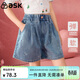 ASK JUNIOR蝴蝶結兒童褲子2026夏季中大童牛仔短褲A字型熱褲女童 藍色 150