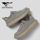 七匹狼（SEPTWOLVES）板鞋男2026春季新款一腳蹬懶人鞋子男款潮流百搭透氣布鞋休閑男鞋 軍綠 41