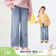 茵曼（INMAN）童裝女童牛仔褲卡通刺繡秋季中大童時(shí)尚休閑長(cháng)褲女孩褲子 牛仔藍 160