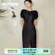 ROEYSHOUSE新款羅衣氣質(zhì)范泡泡袖修身連衣裙夏季女裝中長(cháng)裙子08586 黑色 L