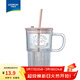 樂(lè )唯詩(shī)ins風(fēng)大容量帶蓋帶吸管豎條紋玻璃杯高顏值冷飲杯果汁咖啡杯水杯 熊貓吸管杯【炫彩】420ml1只
