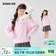 左西女童衛衣春2026新款兒童POLO衫學(xué)院貝殼繡領(lǐng)套頭衫上衣 粉色 140