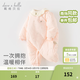 戴維貝拉（DAVE＆BELLA）新生兒夾棉連體衣女寶寶百天衣服冬裝新款初生嬰兒外出服幼童爬服 粉底印花【現貨】 80cm （建議身高73-80cm）