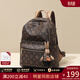 viney新款雙肩包女時(shí)尚印花大容量背包輕便戶(hù)外出游旅行包大學(xué)生書(shū)包 咖色+小兔掛件 高顏值品牌通勤包
