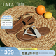 他她（TATA）女鞋午后莊園平底人字拖鞋外穿夾腳涼鞋老錢(qián)風(fēng)7H202BT5 啡色（拖鞋款） 36