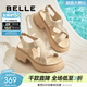 百麗（Belle）滿(mǎn)天星閃耀水鉆休閑涼鞋女厚底增高涼鞋B2666BL5 杏色 36 (230mm)