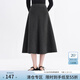 范思藍恩毛呢質(zhì)感高腰大裙擺裙女2025冬新款百搭A字半身裙4481 灰色 L