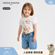 Teenie Weenie Kids小熊童裝26新款女寶寶5A抗菌印花泡泡短袖T恤 米白色 100 cm