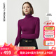 朗姿騏驥紅【羊毛Basic衣櫥】純羊毛毛針織衫冬季新款修身長(cháng)袖毛衣 紫紅色 S