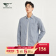 七匹狼【純棉】長(cháng)袖襯衫男裝春季新款抗皺肌理提花休閑襯衣柔軟上衣 112(中藍) XL 175/92A