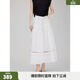 ELLE【明星同款】花邊塞納風(fēng)鈴小白裙女2025夏新款a字半身裙傘裙 白色 M