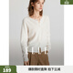 ELLE【100%綿羊毛】簡(jiǎn)約氣質(zhì)毛針織衫女2025秋裝新款新年圓領(lǐng)毛衣開(kāi)衫 米白色 M
