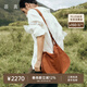 裘真【宋佳同款】植鞣羊皮信使馬鞍包女斜挎單肩大容量通勤包新款 焦糖色-大號