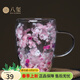 八璽網(wǎng)紅真花雙層玻璃杯高顏值情侶果汁杯咖啡杯帶把手高硼硅隔熱杯子 粉白花 350ml 【2件95折·升級多花加厚】網(wǎng)紅真花雙層帶把玻璃杯