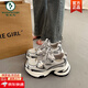 啄木鳥(niǎo)厚底透氣春夏季老爹鞋女2026新款網(wǎng)面女鞋小個(gè)子增高運動(dòng)休閑鞋女 銀色 37 【尺碼偏小-建議選大一碼】