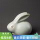 容山堂兔年本命年天青汝窯汝瓷茶寵擺件可養兔子茶桌茶玩茶具功夫茶具 天青汝窯茶寵擺件-玉兔大號
