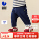 迷你巴拉巴拉【不易變形】男女童褲子兒童彈力長(cháng)褲針織錐形長(cháng)褲春新款 牛仔深藍88301 100