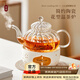 憶壺茶暖茶溫茶爐陶瓷底座加熱保溫爐耐熱玻璃花茶壺煮茶器蠟燭加熱火爐 櫻花爐+泡茶壺700ml-贈50顆蠟燭