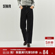 森馬（Semir）森柔|牛仔褲女春季半松緊腰直筒女士顯腿長(cháng)潮流長(cháng)褲103125124002