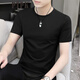 PTPK高檔莫代爾純色短袖t恤男士修身夏季新款冰絲速干半袖圓領(lǐng)上衣潮 圓領(lǐng)-黑色 莫代爾47%精梳棉47% 3XL 【165~180斤合身】