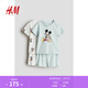 H&M【迪士尼系列】童裝女?huà)爰揖臃?5春季棉質(zhì)米奇睡衣套裝1142881 淺綠松石色/米奇老鼠 100 56(2-3Y)