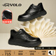 VOLO犀牛高幫鞋男款2025冬季新款加絨保暖男靴真皮厚底靴子 黑色 40