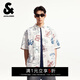 杰克·瓊斯（JACK&JONES）男裝襯衫春夏季新款字母印花純棉泡泡紗寬松翻領(lǐng)短袖225304006 A06本白色 常規 XL