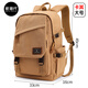 新潮代新款雙肩包男帆布大容量休閑學(xué)生書(shū)包簡(jiǎn)約輕便背包復古旅行電腦包 加大號帆布款卡其色【可放17寸電腦】 雙肩包