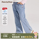 PawinPaw小熊童裝春夏女童貼布印花微喇牛仔長(cháng)褲軟牛仔 牛仔藍色/55（批次不同） 110 cm