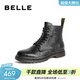 百麗（Belle）潮搭馬丁靴男商場(chǎng)同款牛皮褶皺英倫風(fēng)工裝靴8CM01DD3 黑色-單里 40 (250mm)
