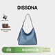 DISSONA迪桑娜女包幸運錦囊hobo包老花包單肩手提包通勤【禮物】 牛仔色-大號（肩帶可調節）