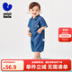 迷你巴拉巴拉連體衣寶寶柔軟親膚舒適透氣莫代爾戶(hù)外工裝風(fēng)萌趣 牛仔深藍88301 90cm