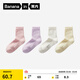 蕉內（Bananain）絨絨301S女士襪子7A抗菌防臭加絨加厚不易掉毛保暖秋冬季中筒4雙 白桃粉+薔薇紫+白色+芬黃