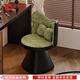 航軒世家梳妝臺凳輕奢高級感設計師蝴蝶椅可旋轉實(shí)木底座法式化妝椅 綠色-有抱枕