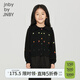 jnby by JNBY江南布衣童裝秋綿羊毛開(kāi)衫毛衣保暖荷葉邊刺繡女童兒童1N8311530 001本黑 110 cm