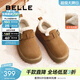 百麗（Belle）吳千語(yǔ)同款雪頂咖啡勃肯鞋羊毛閃穿女鞋D1V1DDM5預售 棕色-毛里 39
