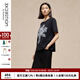 例外（EXCEPTION）輕奢國潮女裝2025新款春夏時(shí)尚通勤簡(jiǎn)約寬松百搭印花短袖T恤 黑色/99 L