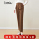 百圖betu女裝秋冬新款休閑褲燈芯絨哈倫褲高腰休閑褲女2310T85 咖啡色 S