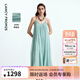 朗姿【王楚然同款漾系列】桑蠶絲無(wú)袖吊帶裙掛脖藍色夏新款連衣裙 霧藍色 S