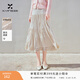 香影a字百褶半身裙女中長(cháng)款2026春季新款麂皮拼接鏤空米白色裙子 米白 S 155/60A/85-95斤