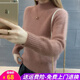 打底衫女春秋冬季新款韓版毛茸茸半高領(lǐng)百搭簡(jiǎn)約保暖毛衣女加厚針織衫 豆沙 均碼
