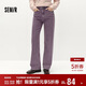 森馬（Semir）森柔牛仔|牛仔褲女抓毛寬松闊腿褲冬季女士做舊長(cháng)褲103724124001A